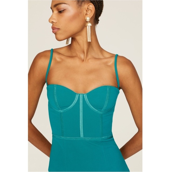 KATIE MAY Sweetheart Neck Bustier Bodice Tier Ruffle‎ Hem Bodycon Midi Dress S - Picture 5 of 8